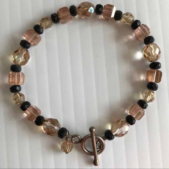 Vintage Handmade Topaz Swarovski Crystal Cube Crystal Czech Glass Bracelet 8 In - Picture 4 of 8